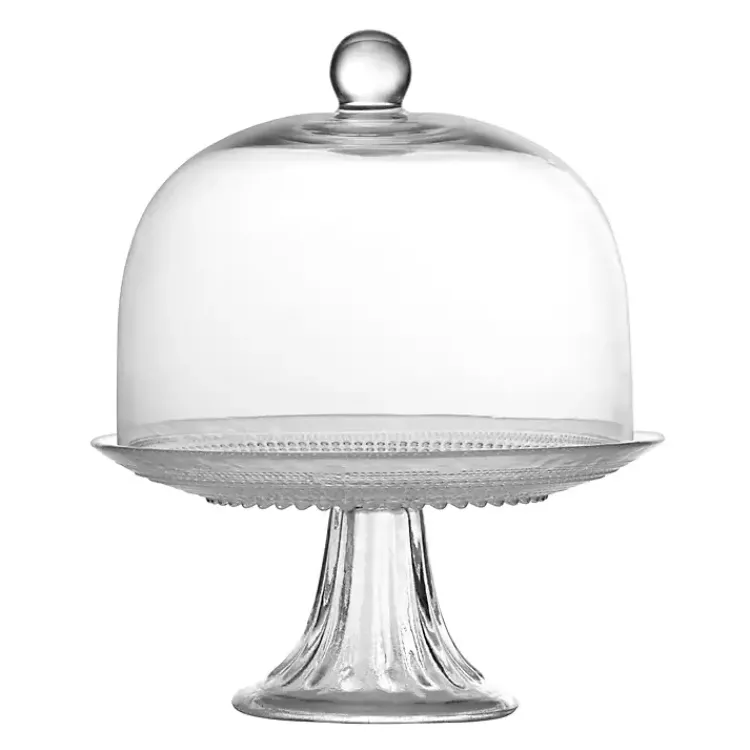 Kirklands Home Serving & Entertaining|Jill Beaded Cake Stand with Dome Clear