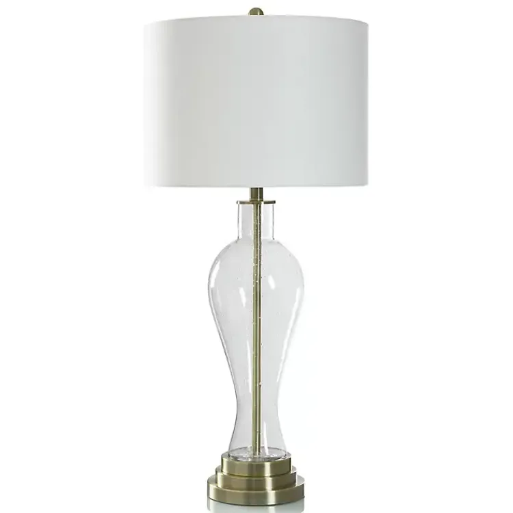 Kirklands Home Table Lamps|Clear Seeded Glass and Brass Table Lamp