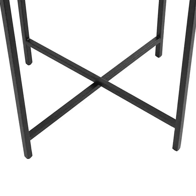Kirklands Home Accent & End Tables|Clear Textured Glass & Black Iron Accent Table