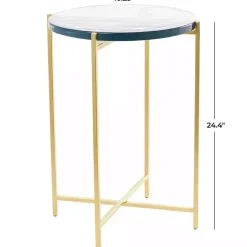 Kirklands Home Accent & End Tables|Clear Textured Glass & Gold Iron Accent Table