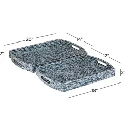 Discount Coastal Wood and Oyster Shell Trays, Set of 2 Decorative Trays