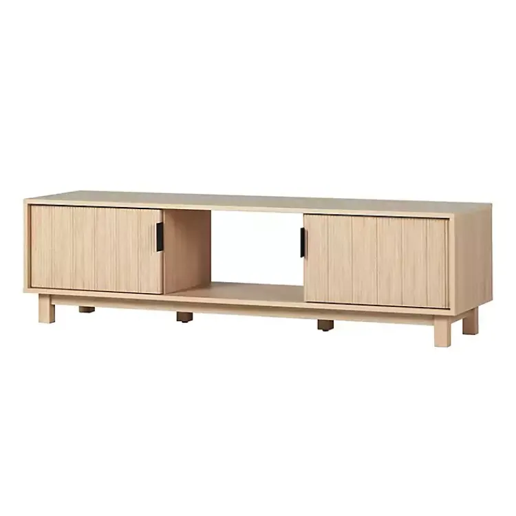 Kirklands Home Tv Stands & Media Consoles|Coastal Oak Fluted 2-Door Compact TV Sd Tan