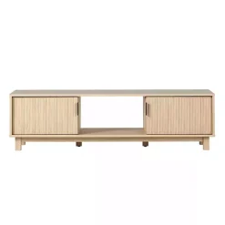 Kirklands Home Tv Stands & Media Consoles|Coastal Oak Fluted 2-Door Compact TV Sd Tan