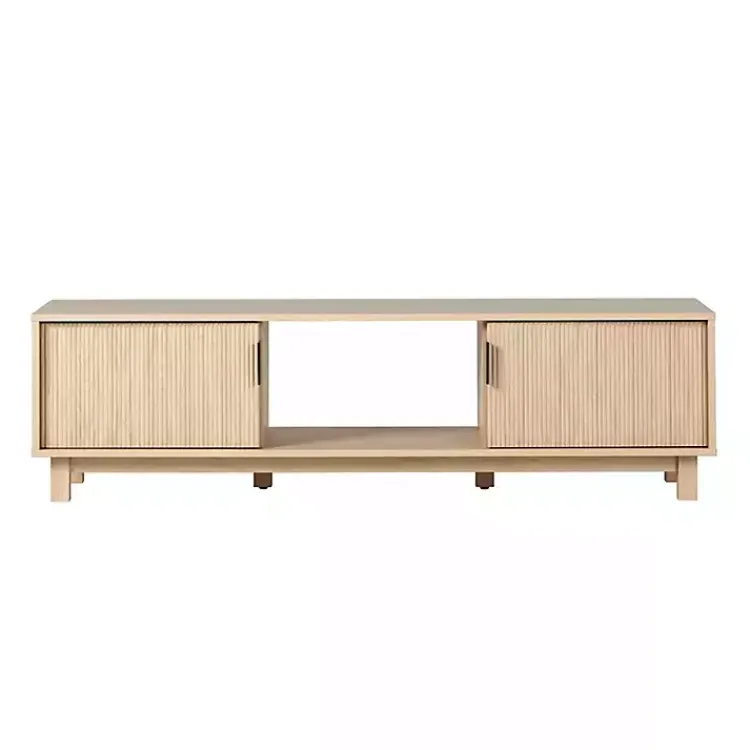 Kirklands Home Tv Stands & Media Consoles|Coastal Oak Fluted 2-Door Compact TV Sd Tan