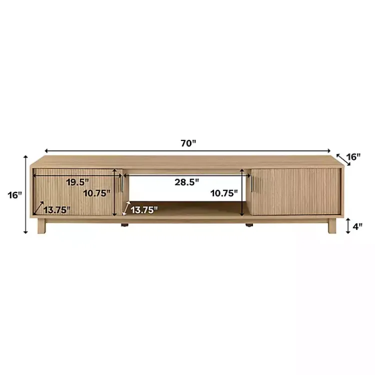 Kirklands Home Tv Stands & Media Consoles|Coastal Oak Fluted 2-Door TV Sd Tan