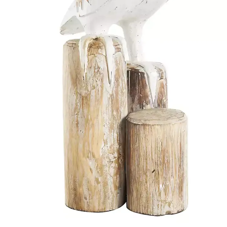 Discount Coastal Pelican Wood Statue Statues & Figurines