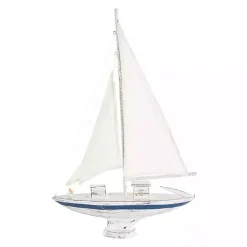 Sale Coastal White and Blue Sailboat Statue Statues & Figurines