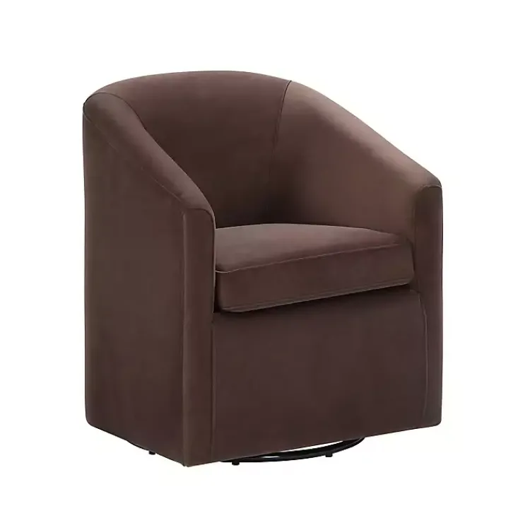 Kirklands Home Accent Chairs|Coco Velvet Swivel Barrel Accent Chair Brown