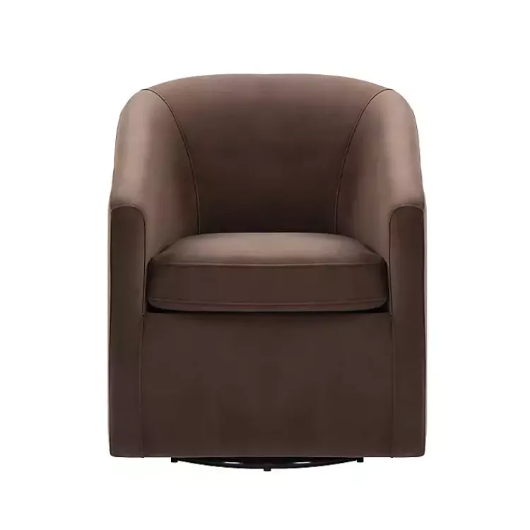 Kirklands Home Accent Chairs|Coco Velvet Swivel Barrel Accent Chair Brown