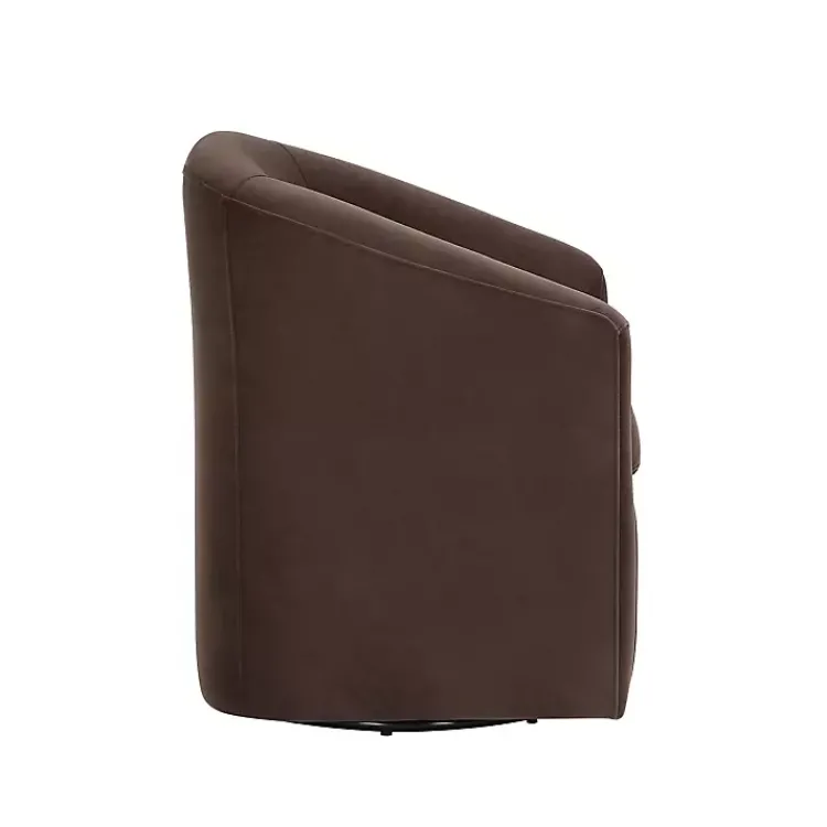 Kirklands Home Accent Chairs|Coco Velvet Swivel Barrel Accent Chair Brown