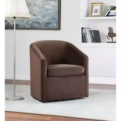 Kirklands Home Accent Chairs|Coco Velvet Swivel Barrel Accent Chair Brown