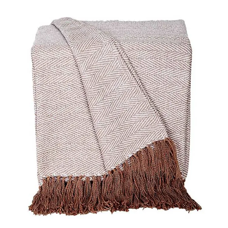 Online Coffee Chevron Tassel Throw Blankets & Throws