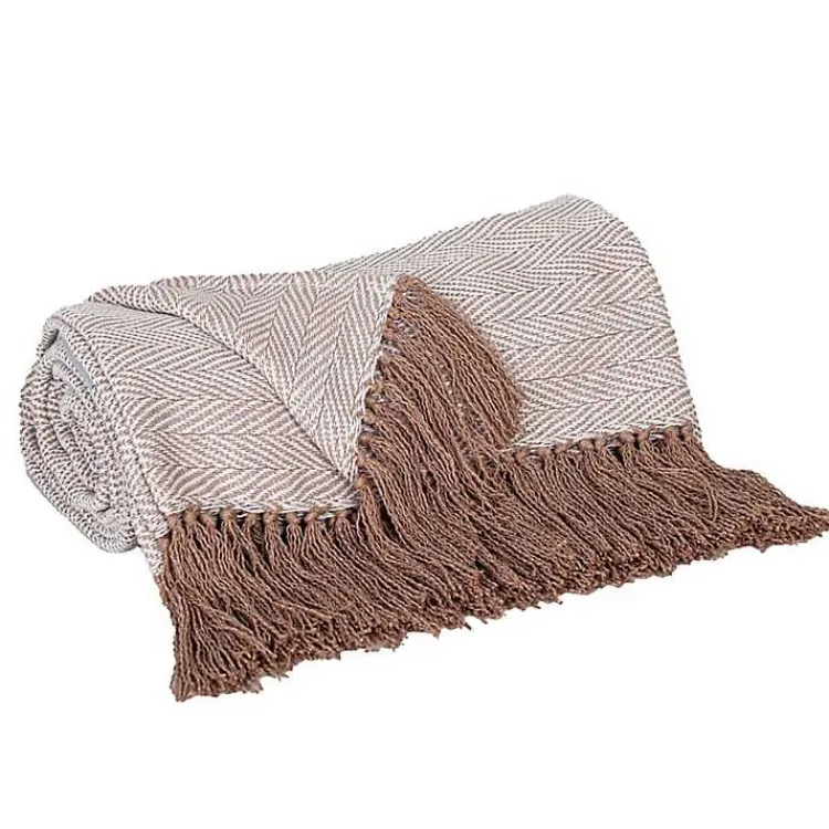 Online Coffee Chevron Tassel Throw Blankets & Throws