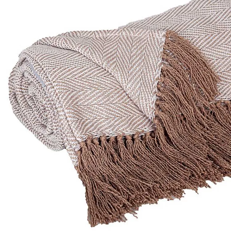 Online Coffee Chevron Tassel Throw Blankets & Throws