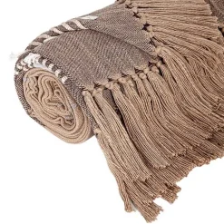 New Coffee Slub Striped Tassel Throw Blankets & Throws