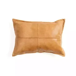 Sale Cognac Faux Leather Lumbar Pillow Pillows