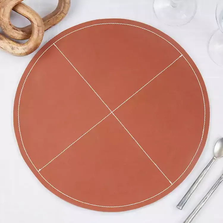 Kirklands Home Table Linens|Cognac Faux Leather Placemats, Set of 4 Brown