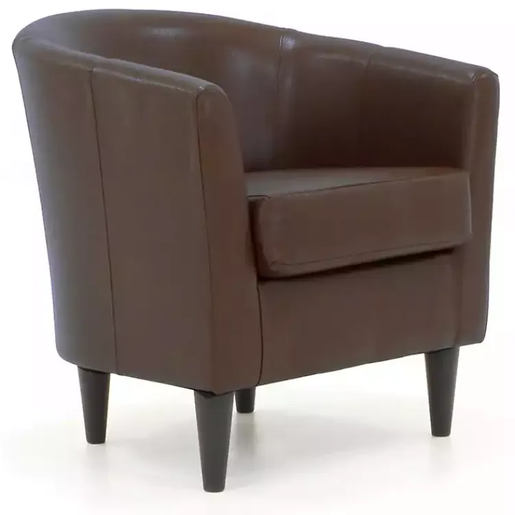 Kirklands Home Accent Chairs|Cognac Faux Leather Winslow Accent Chair Brown