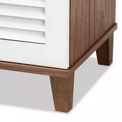 Kirklands Home Entryway Furniture|Collier Two-Tone Slatted Shoe Storage Cabinet