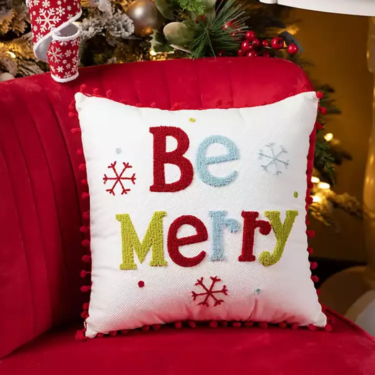 Clearance Colorful Be Merry Christmas Pillow Christmas Pillows