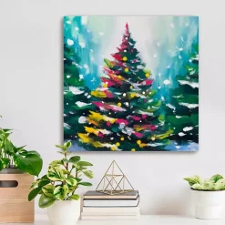Sale Colorful Christmas Tree Canvas Art Print Christmas Art & Wall Decor