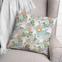 Clearance Colorful Floral Bunnies Pillow Easter Decorations