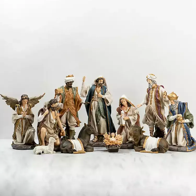 Hot Colorful Nativity Scene, Set of 11 Christmas Decorations
