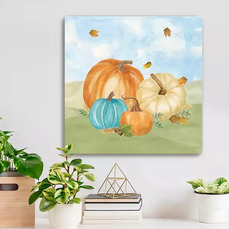 New Colorful Pumpkin Patch Canvas Art Print, 20x20 in. Fall
