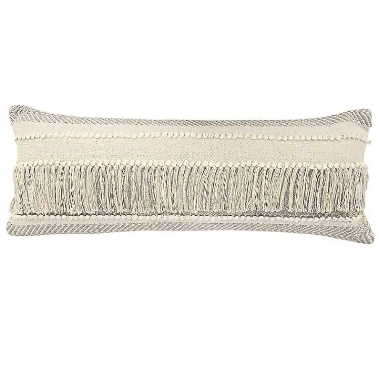 Best Comfort Beige Knots & Fringe Lumbar Pillow Pillows