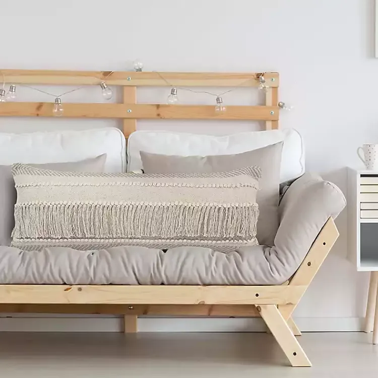 Best Comfort Beige Knots & Fringe Lumbar Pillow Pillows