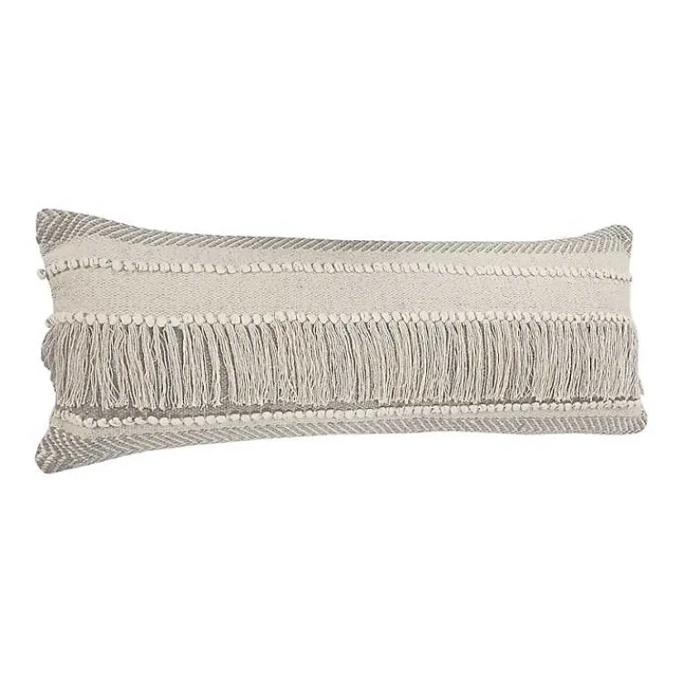 Best Comfort Beige Knots & Fringe Lumbar Pillow Pillows