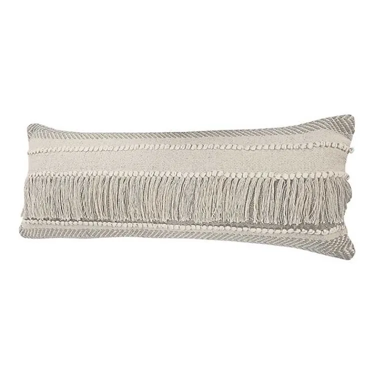 Best Comfort Beige Knots & Fringe Lumbar Pillow Pillows