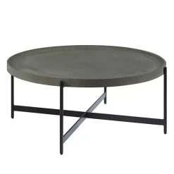 Kirklands Home Coffee Tables|Concrete Round Tray Top Coffee Table