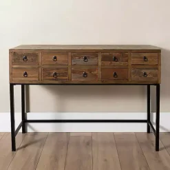 Kirklands Home Console Tables|Console Table with Keeping Drawers Brown