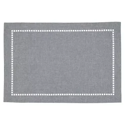 Kirklands Home Table Linens|Cool Laser-Cut Hemstitch Placemats, Set of 4 Gray
