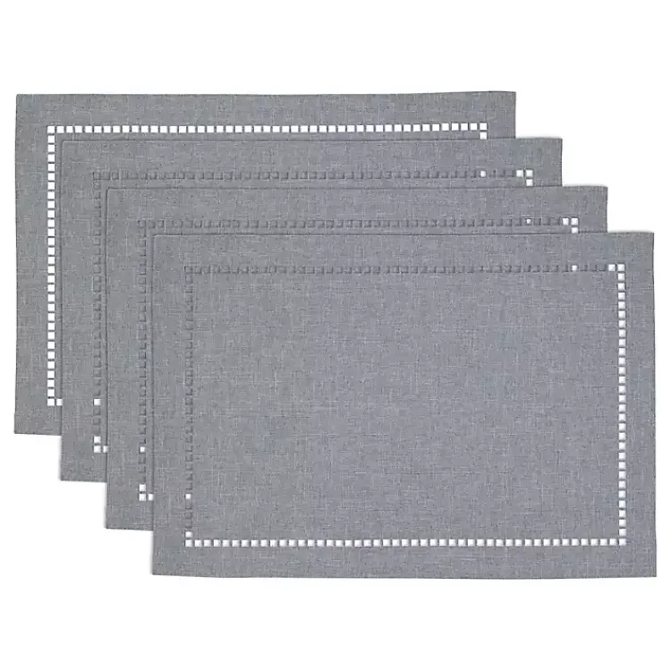 Kirklands Home Table Linens|Cool Laser-Cut Hemstitch Placemats, Set of 4 Gray