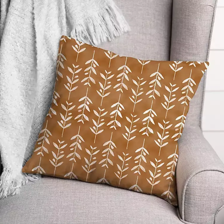 Kirklands Home Outdoor Cushions & Pillows|Copper & White Flowers Indoor/Outdoor Pillow Orange