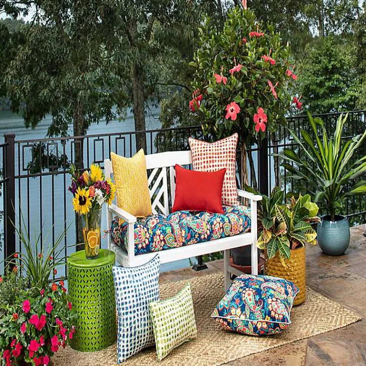 Kirklands Home Outdoor Cushions & Pillows|Coral Checkered Outdoor Pillows, Set of 2
