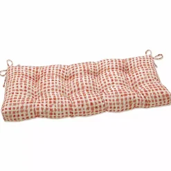 Kirklands Home Outdoor Cushions & Pillows|Coral Checkered Outdoor Settee Cushion