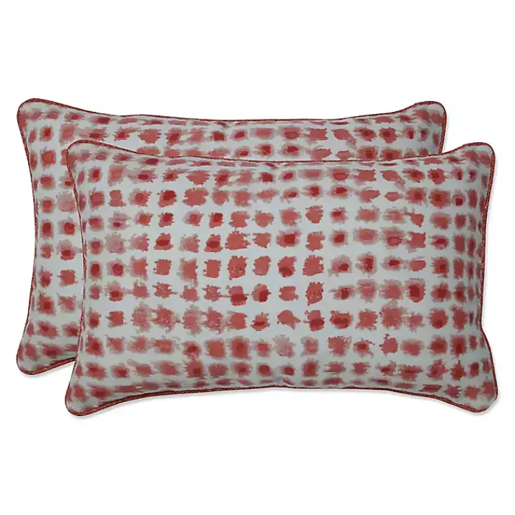 Kirklands Home Outdoor Cushions & Pillows|Coral Dotted Outdoor Lumbar Pillows, Set of 2