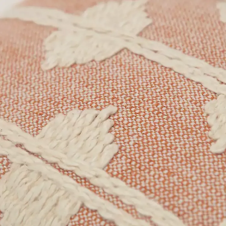 Sale Coral Heathered Embroidered Diamond Throw Pillow Pillows