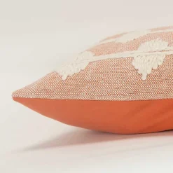 Sale Coral Heathered Embroidered Diamond Throw Pillow Pillows