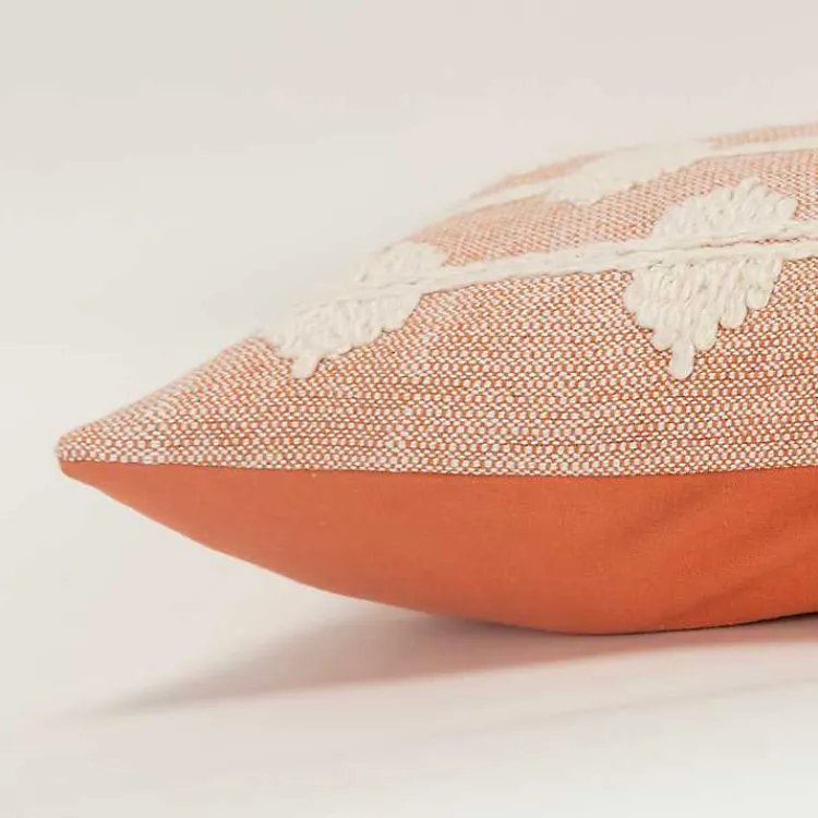 Sale Coral Heathered Embroidered Diamond Throw Pillow Pillows