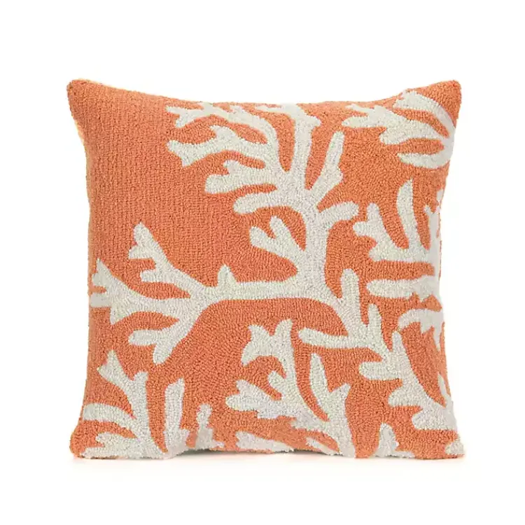 Kirklands Home Outdoor Cushions & Pillows|Coral Ocean Flower Outdoor Accent Pillow Orange