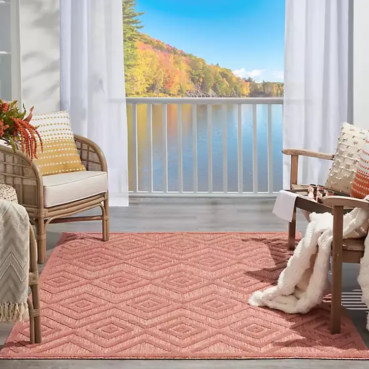 Kirklands Home Outdoor Rugs|Coral Diamond Indoor/Outdoor Area Rug, 4x6 Orange