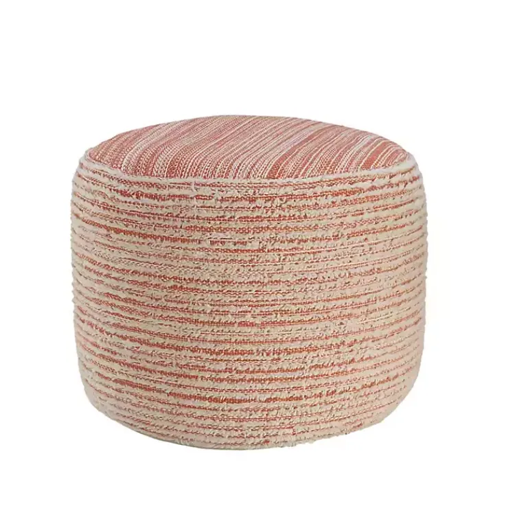 Online Coral Tropical Textured Distressed Pouf Poufs & Floor Cushions