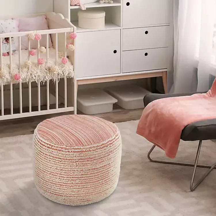 Online Coral Tropical Textured Distressed Pouf Poufs & Floor Cushions