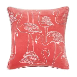 Online Coral Velvet Flamingo Pillow Pillows