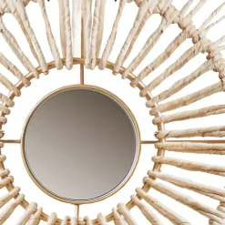 Kirklands Home Decorative Mirrors|Corn Husk Wrapped Mirrors, Set of 3