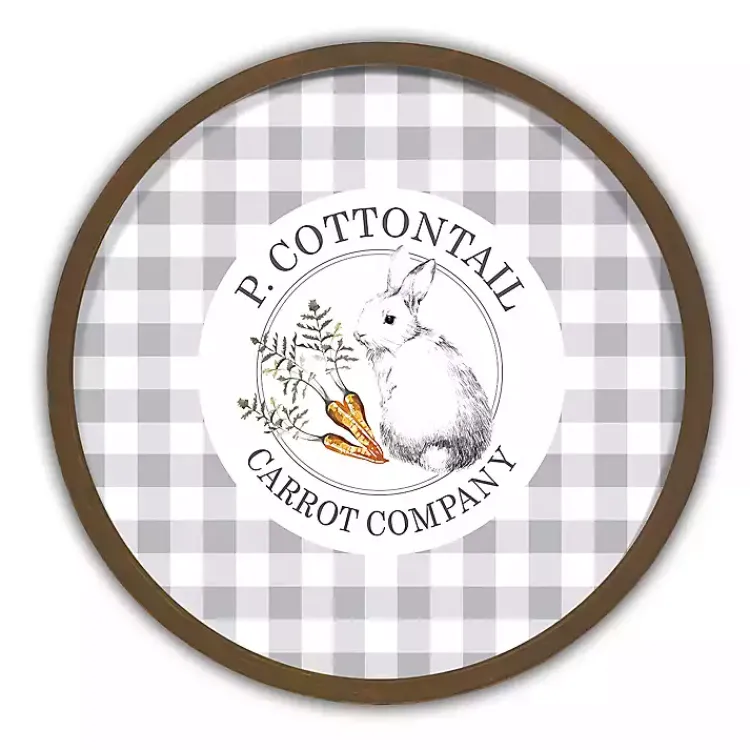 New Cottontail Carrot Co. Round Framed Wall Print Easter Decorations